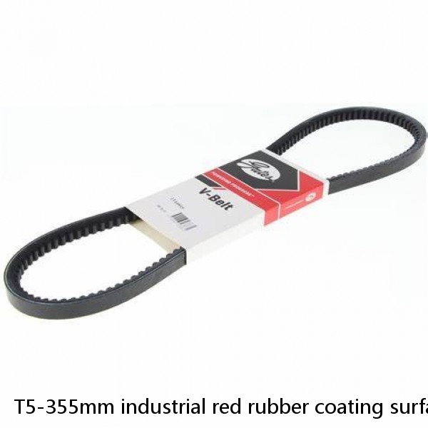 T5-355mm industrial red rubber coating surface pu drive transmission teeth belt #1 small image