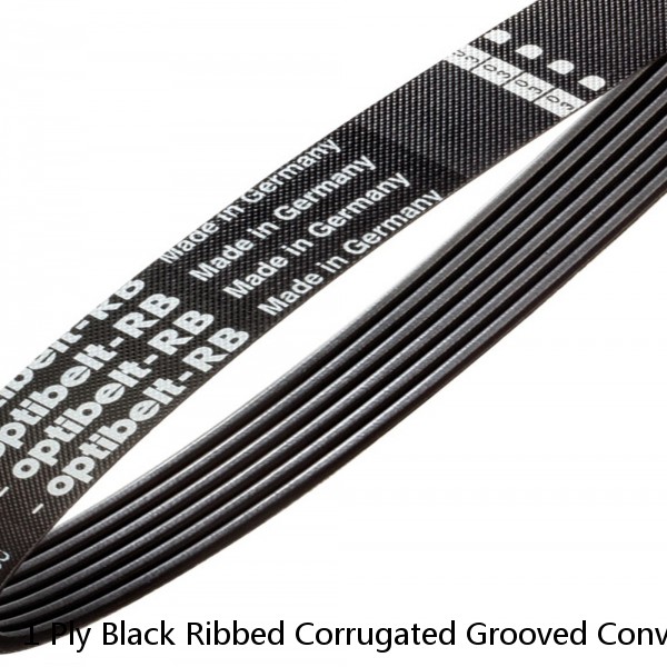 1 Ply Black Ribbed Corrugated Grooved Conveyor Belt 25Ft X 8-3/4" 0.130" Thick #1 image