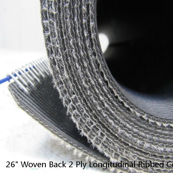 26" Woven Back 2 Ply Longitudinal Ribbed Conveyor Belt 0.103"T 2 Pcs. 40" 95" #1 image